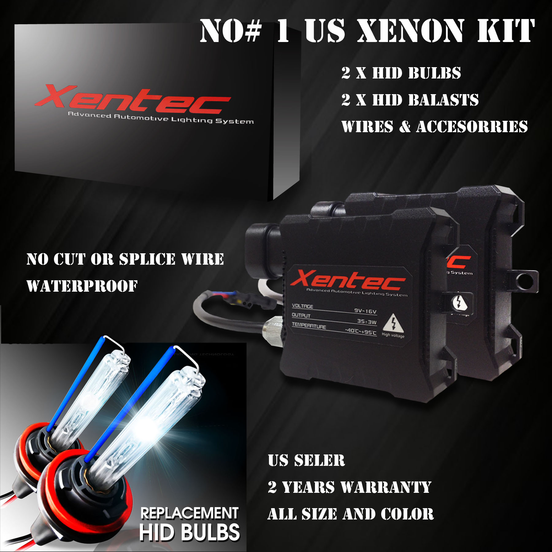 Xentec 9006 (HB4) 10000K Deep Blue HID Xenon Conversion Kit | 35W Slim Ballasts, Plug-and-Play, 2-Year Warranty